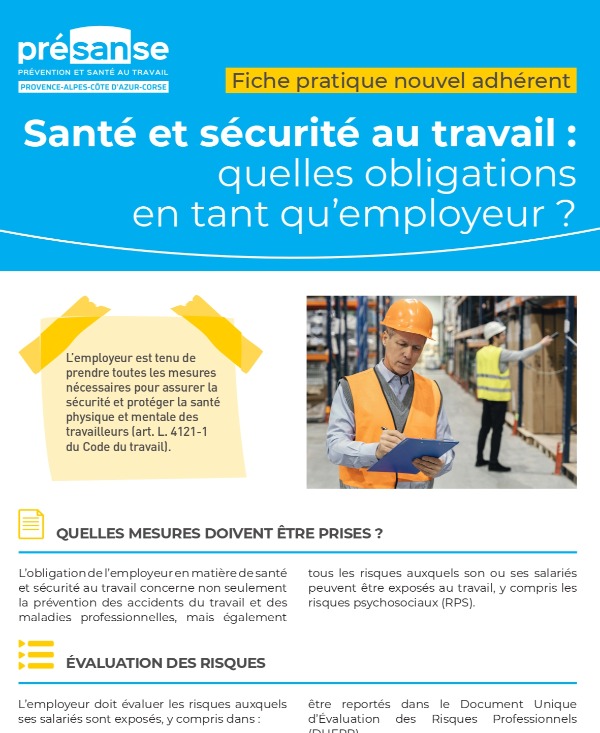 Santé et sécurité au travail : quelles obligations en tant qu'employeur ?